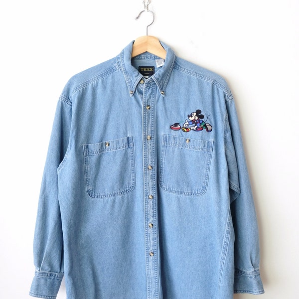 Mickey Mouse Denim Shirt - Etsy