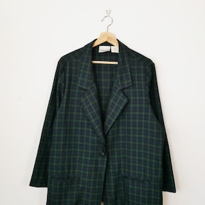 Vintage groene geruite damesblazer Fashion Bug uit de jaren 90