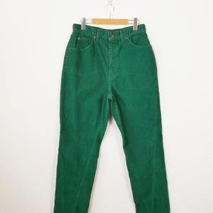 Vintage Women's Land's End High Waist Tapered Corduroy Pants/Green/W29