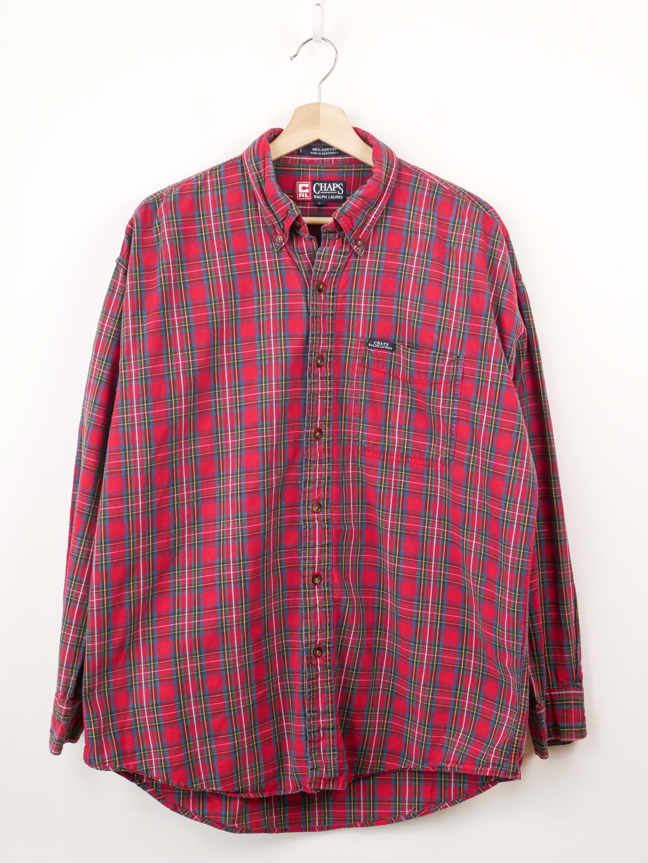 90s Chaps Ralph Lauren Plaid Button Down Cotton Shirt - Etsy