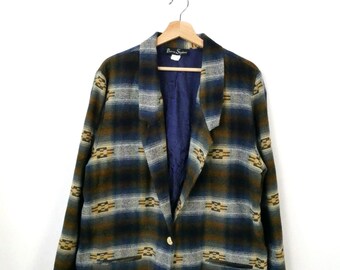 Vintage 1990s Barrie Stephens Women’s 90s Southwest Aztec Blazer Jacket