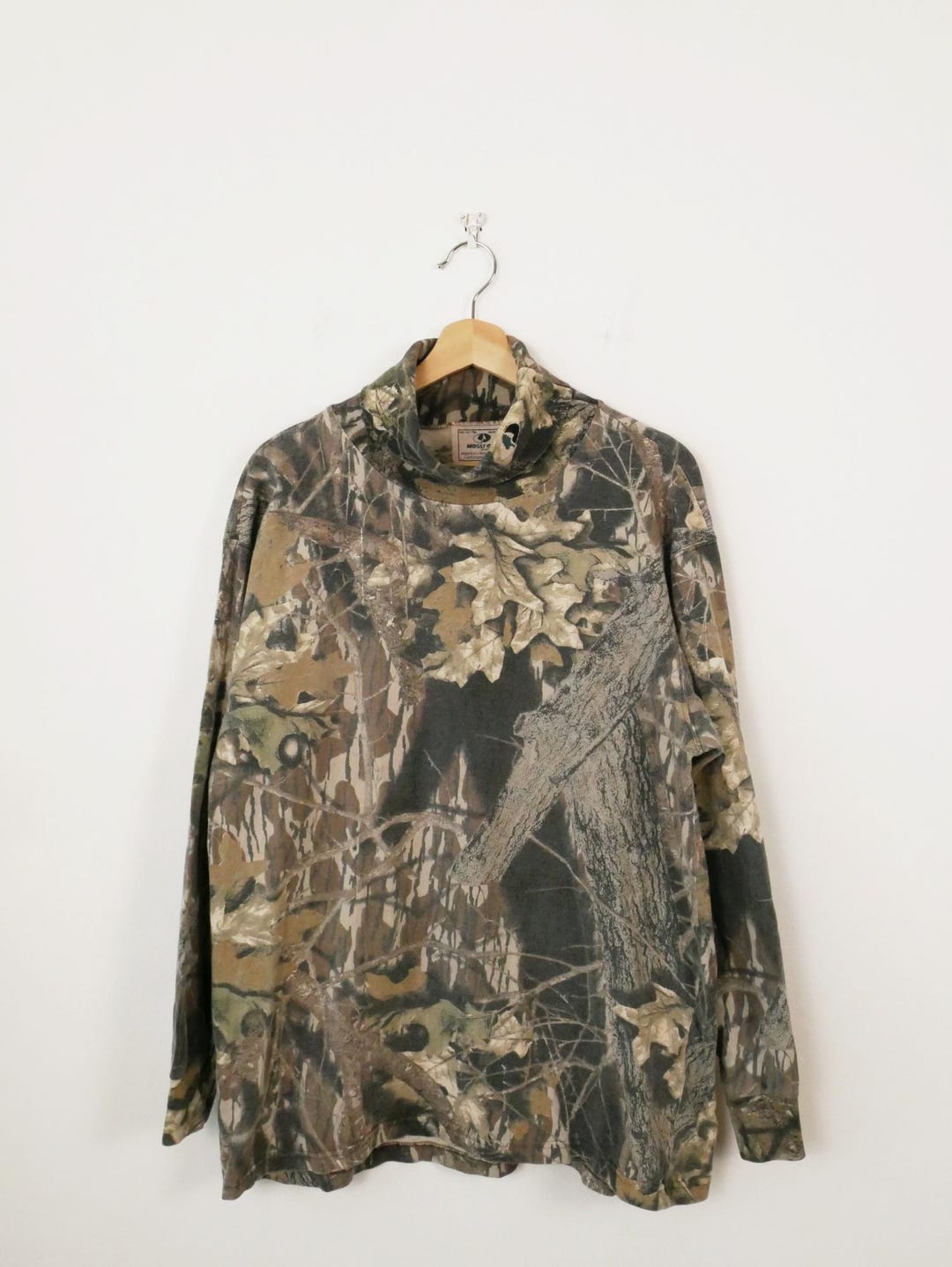Vintage Mossy Oak Real Tree Camo Turtleneck Long Sleeve T-shirt