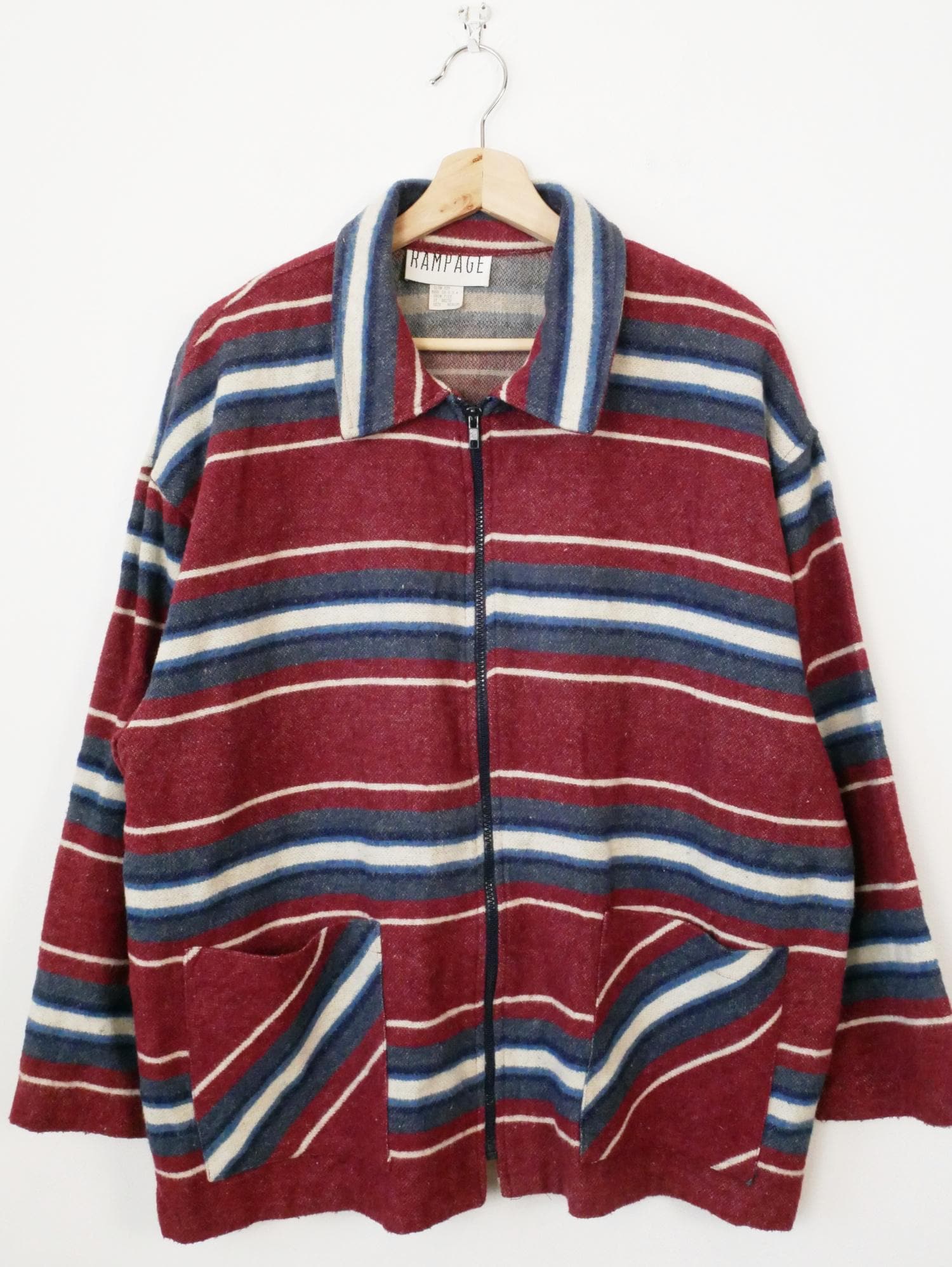 Vintage 90s Rampage Women's Burgundy Striped Zip Jacket - Etsy