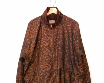 Vintage 80s 90s Jacket, Wool Jacket, Faux Fur Leopard Jacket, Suit 