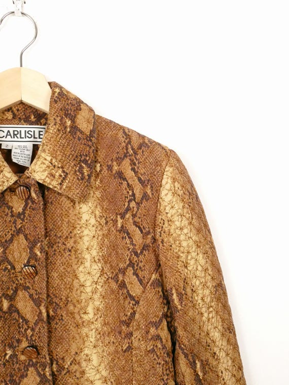 Vintage 90s Python Pattern button down quilt Jack… - image 3
