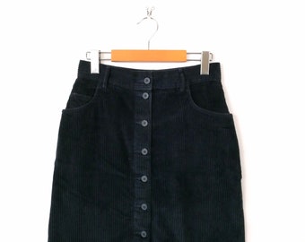 Eddie Bauer Women's Dark Blue Button front Corduroy Mini Skirt/W26