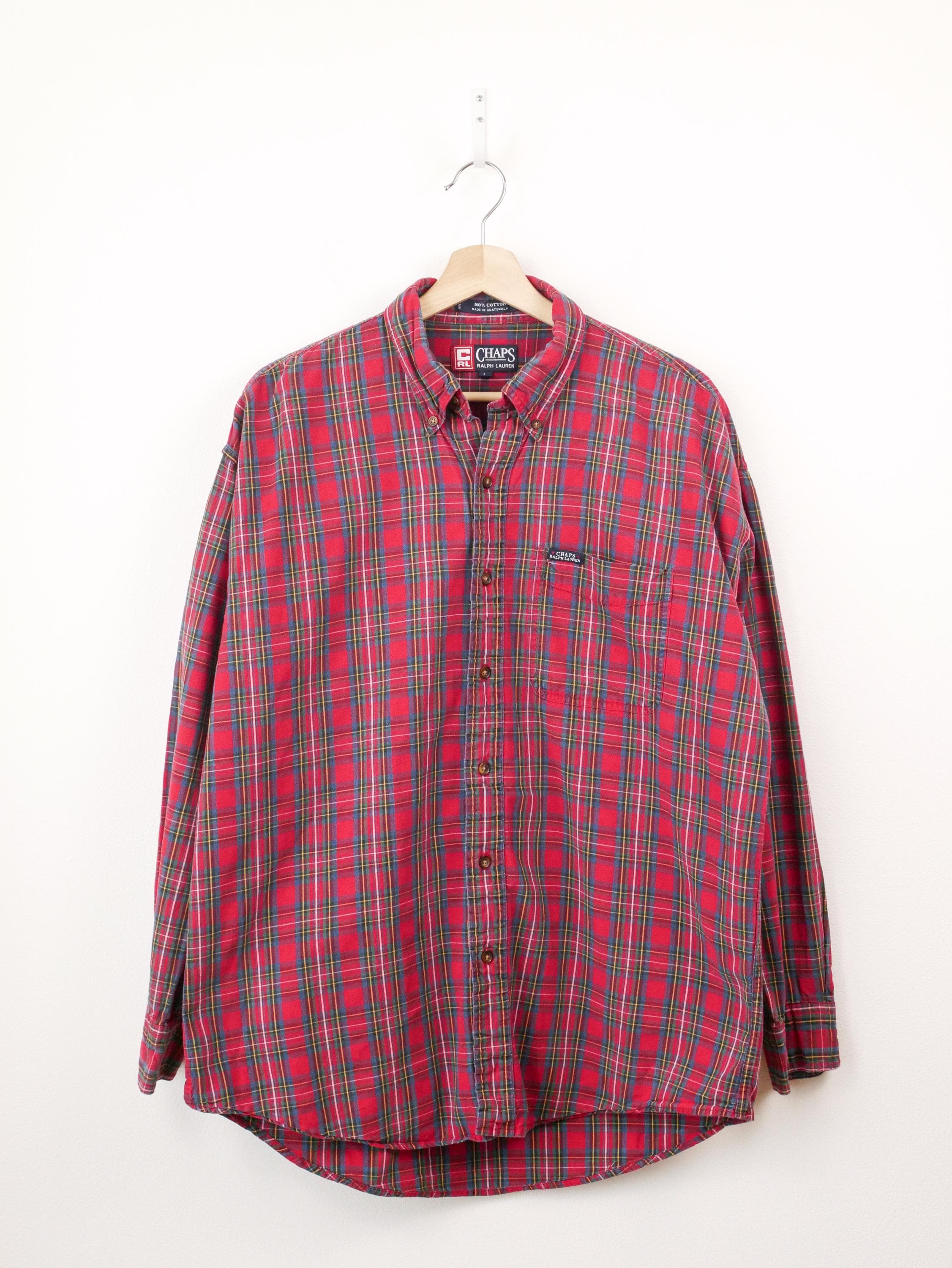90s Chaps Ralph Lauren Plaid Button Down Cotton Shirt - Etsy
