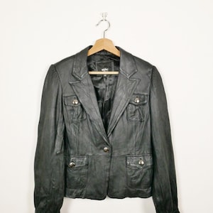 Veste blazer femme noire en cuir souple/An2K