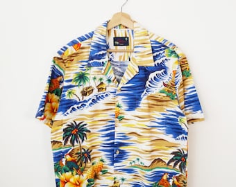 Vintage 90s King Kalakaua Men's Hawaiian Print Shirt