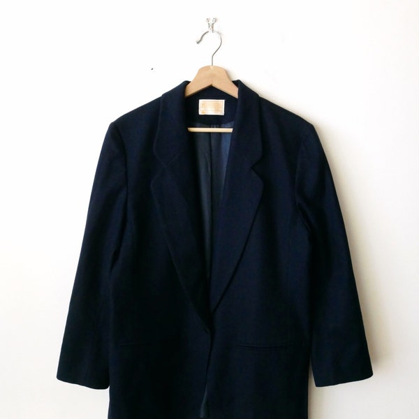 Vintage Pendleton Navy Blue Wool Tailored Jacker/Boxy Blazer/Women's