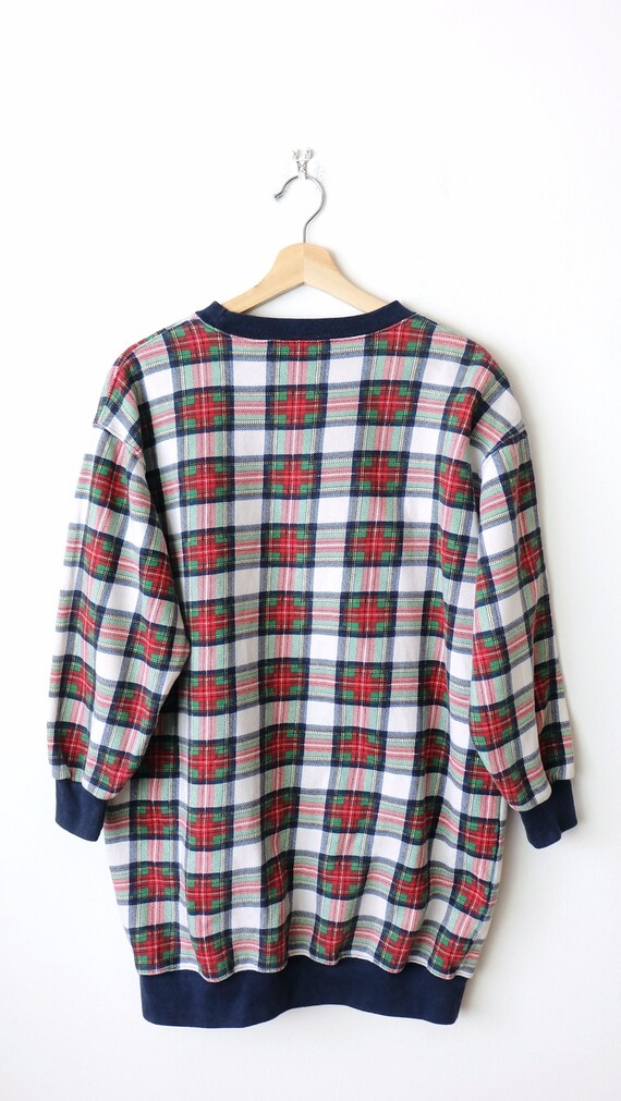 Vintage Red white Tartan Plaid Crewneck Long Sweatshirt pullover From 90 s Etsy