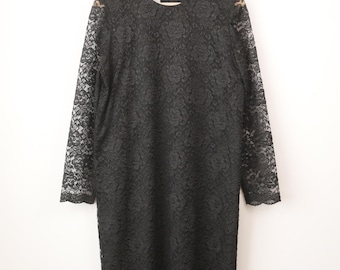 monteau black lace dress Monteau Black Short Sleeveless Pleated Lace Mini Dress Size S