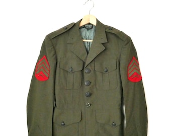 米海兵隊制服、黒ウールのミリタリーウェディングジャケット：海兵隊の