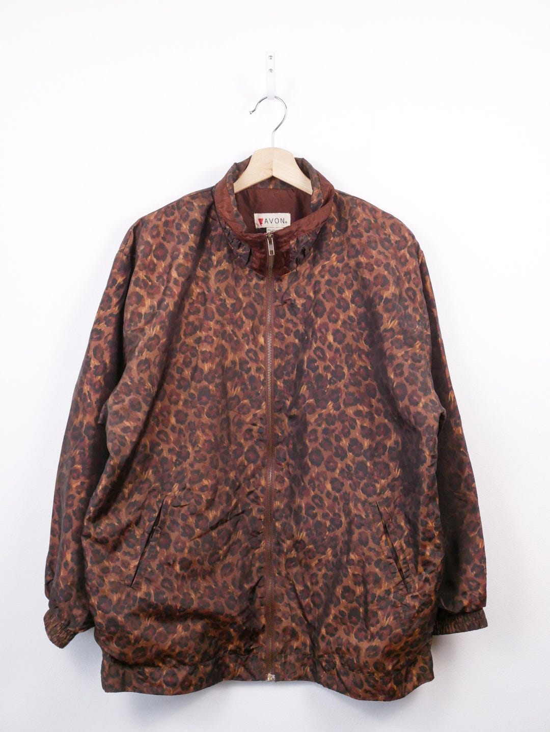 Vintage 90s Avon Women's Brown Leopard Print Bomber Jacket - Etsy
