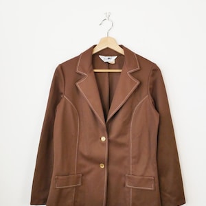 Vintage 1970s Lady Blair Women&#39;s Brown Blazer-Made in USA