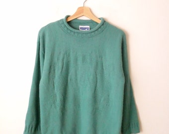 Vintage Teal Green Rollneck Acrylic Sweater
