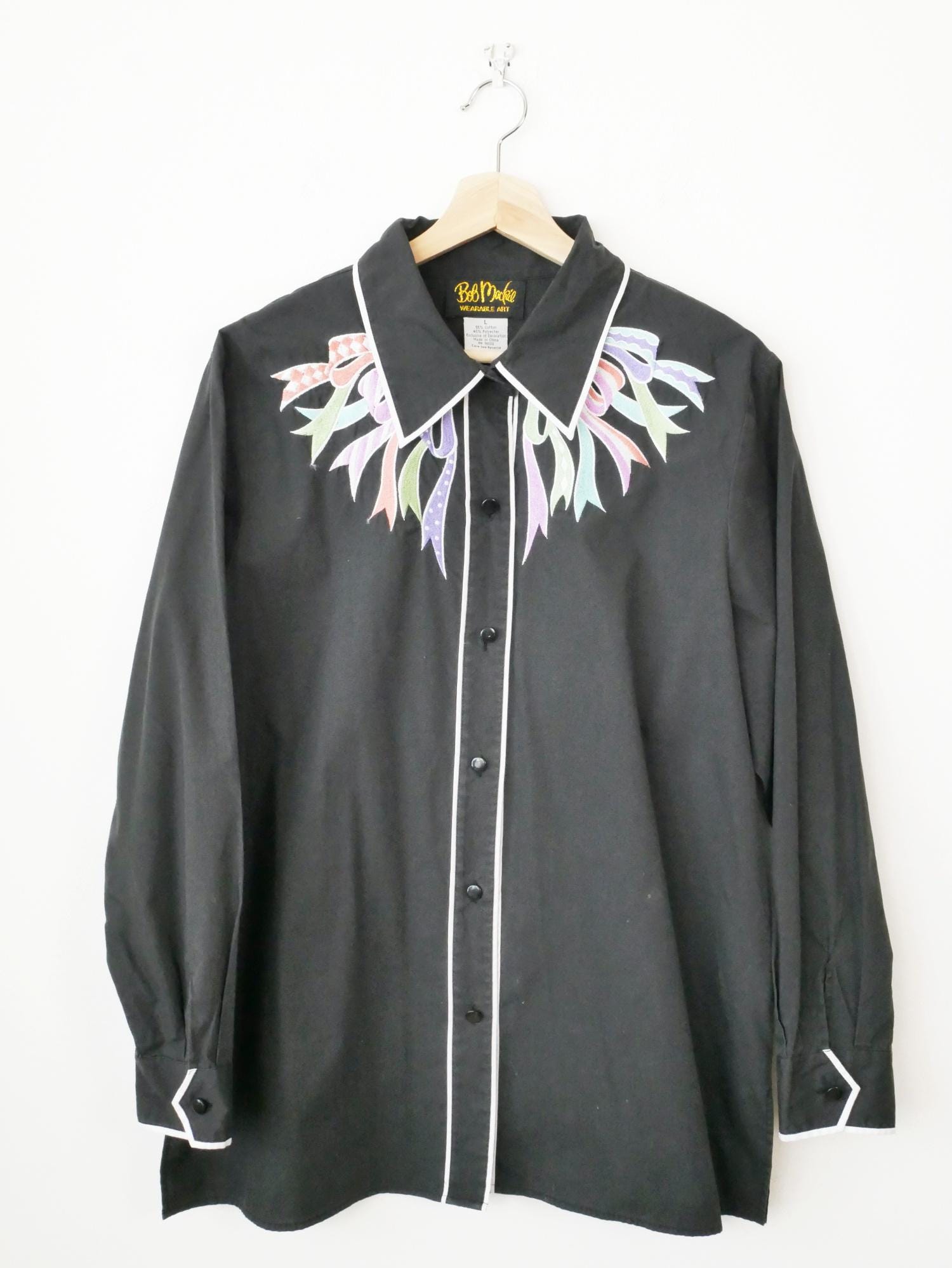 Wearable Ribbon Vintage Bob Mackie Wearable Art Ribbon/bow Embroidered Blouse - Etsy
