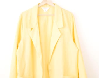 Chaqueta tipo blazer amarilla ligera de corte recto para mujer, estilo años 90.