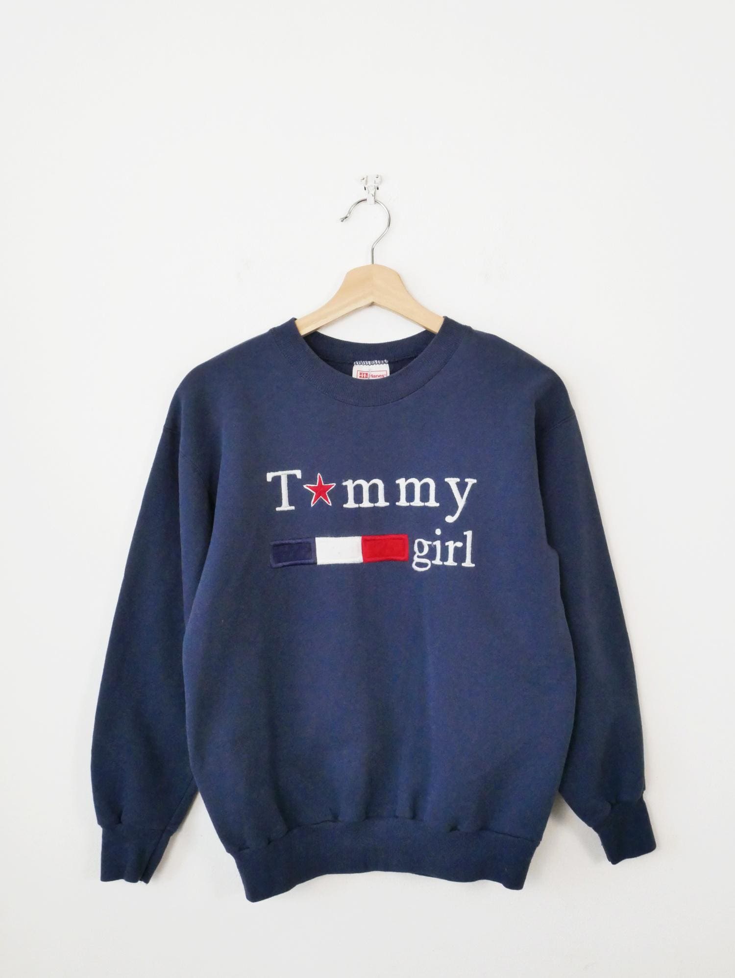 Vintage 90s Tommy Girl Embroidered Crewneck Sweatshirt/navy