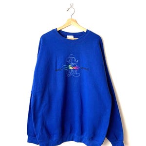 Unworn-Vintage Cobalt Blue Mickey Embroidered Crewneck Sweatshirt/Walt Disney