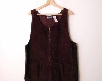 Vintage Women's Brown Corduroy Jumper Dress/Pinafore Dress/Market Dress