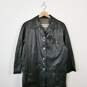 vintage Sergio Cassani - Manteau/veste en cuir noir en cuir souple femme