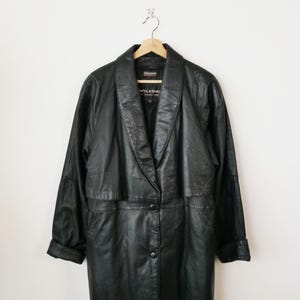 Manteau/veste en cuir ceinturé en cuir souple noir Wilsons femmes vintage des années 90