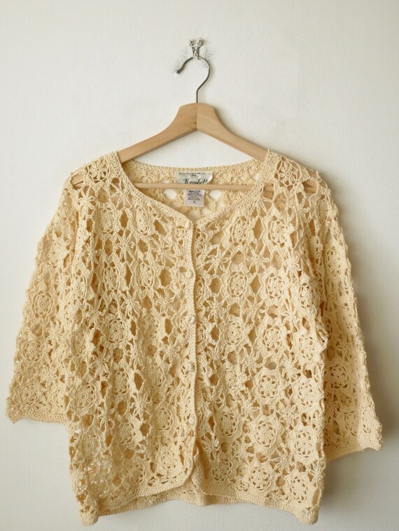 Ivory crochet deals cardigan