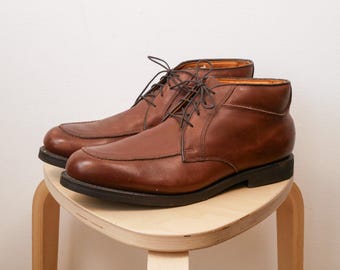 Allen Edmonds Stuart Men's Brown Leather Chukka Boots Made in USA Lace Up Ankle Shoes