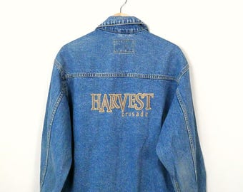 Giacca in denim vintage anni '90 Harvest Crusade