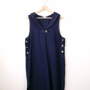 Vintage Navy Blue Sleeveless Midi Dress/Market Dress from 90s