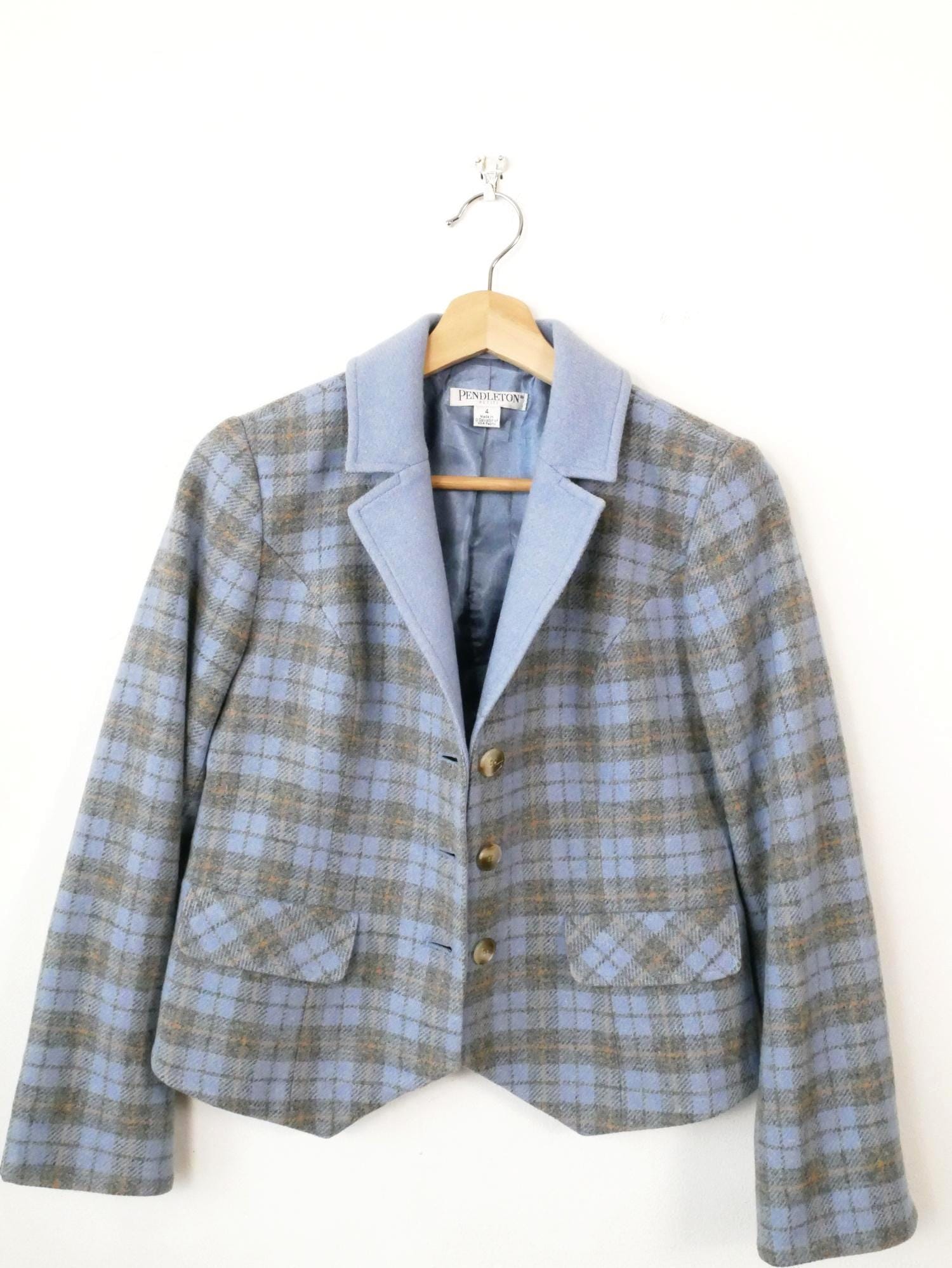Ensemble Veste Blazer Et Jupe Pendleton En Laine Bleu Marine - Taille 10/12, Occasion Très Bon état