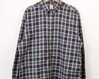 Camicia a quadri verde con bottoni Brooks Brothers da uomo