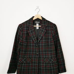 Vintage 90s Black/Multicolored Plaid Tailored Jacket/Women's Boxy Blazer