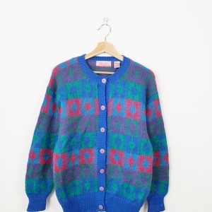 Vintage 80er Jahre Mohair Mix Pullover Strickjacke/Damenpullover