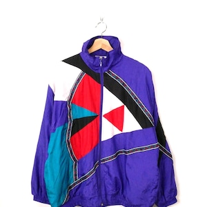 Vintage Purple/Abstract Zip up Windbreaker Jacket/Women's Shell Jacket