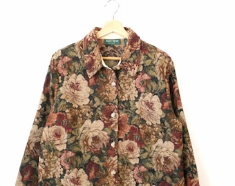 Vintage 90s Women's Floral Tapestry Jacket