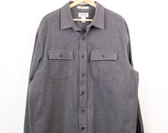 L.L.Bean Chamois Cloth Gray Button Up Flannel Shirt
