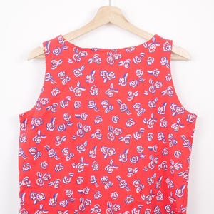 Vintage Women's Red Floral Matching Two Piece Set/Co-Ords/Tank and Skirt/W26-32
