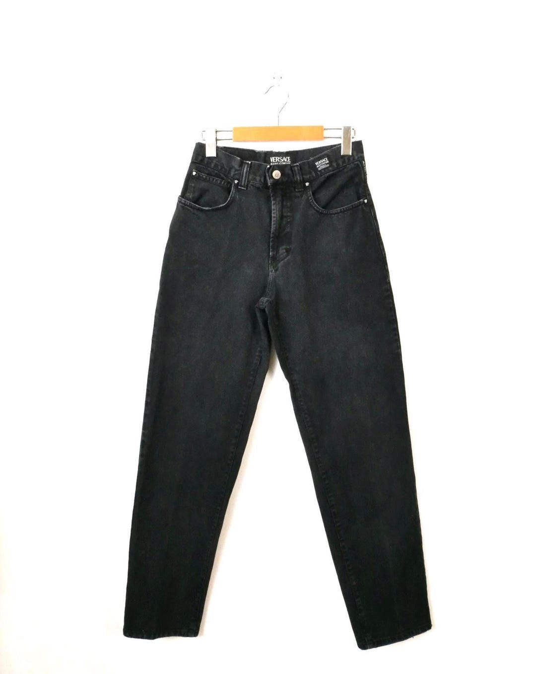 パンツ 90's VERSACE archive sullen black denim Vintage 1990s Versace Jeans Couture Black High Rise Tapered Jeans