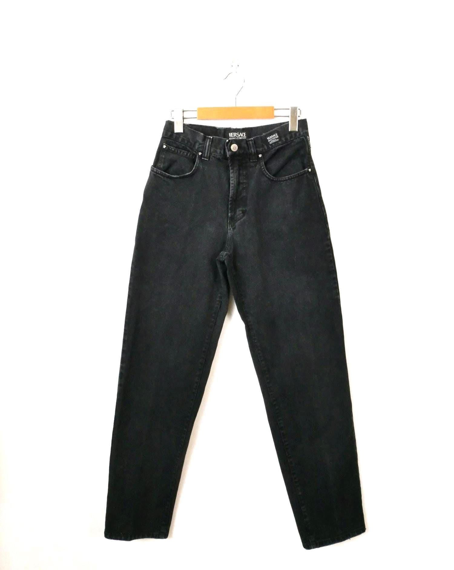 Vintage 1990s Versace Jeans Couture Black High Rise Tapered Jeans