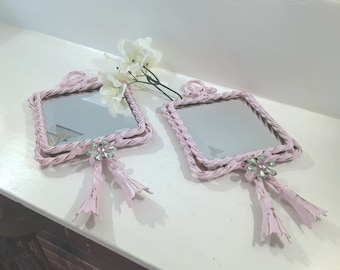 Pink mirrors, nursery decor, shabby chic mirror, accent mirror, wall decor, vintage mirror, small mirror, preppy decor