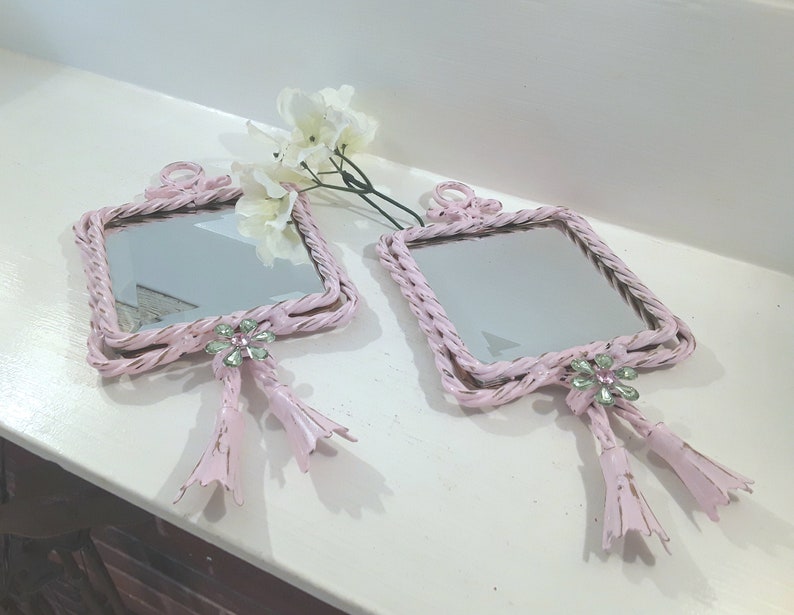 Pink Mirrors, Nursery Decor, Shabby Chic Mirror, Accent Mirror, Wall Decor, Vintage Mirror