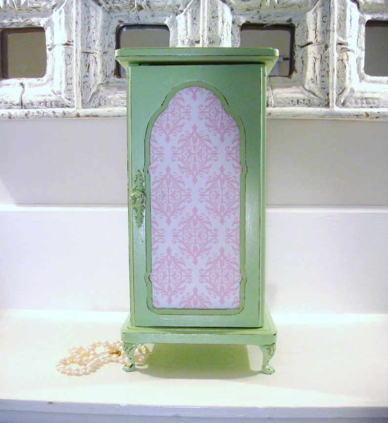 Shabby chic jewelry box green jewelry box. jewelry organizer Etsy