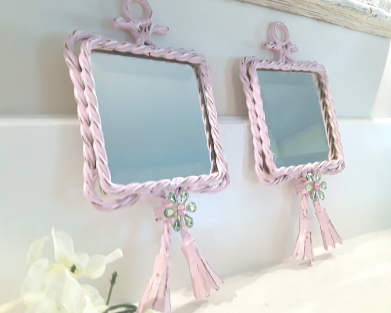 Pink Mirrors Nursery Decor Shabby Chic Mirror Accent Etsy