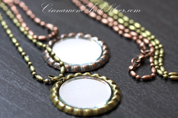 Oval - Mirror - The Looking Glass - Pendant & Rope Necklace or Omega -