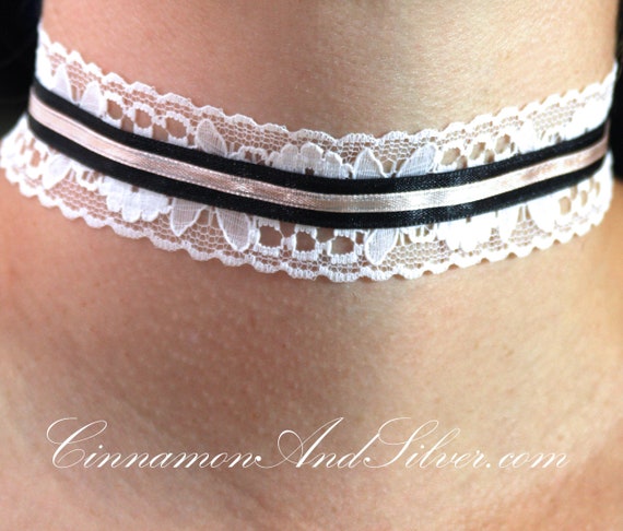 White ribbon choker shop