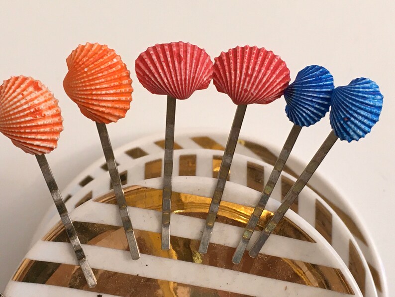 Hot Pink Seashell Bobby Hair Pin and Ring Set Shell Hair Etsy