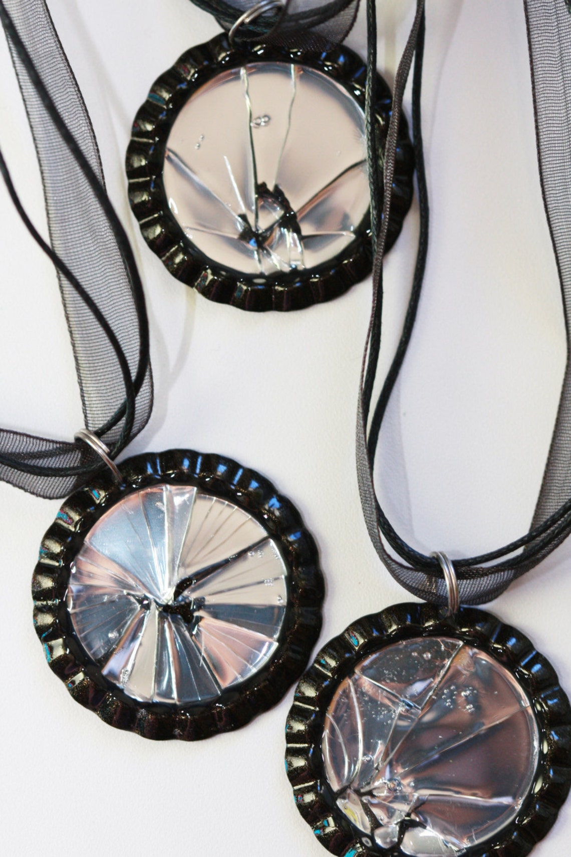 Gothic Shattered Mirror Necklace Protection Pendant Statement Etsy