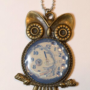 Bronze Owl Multimedia Underwater Clock Statement Pendant Necklace, Steampunk  Necklace, Cogs & Gears Industrial  Necklace, Owl Necklace